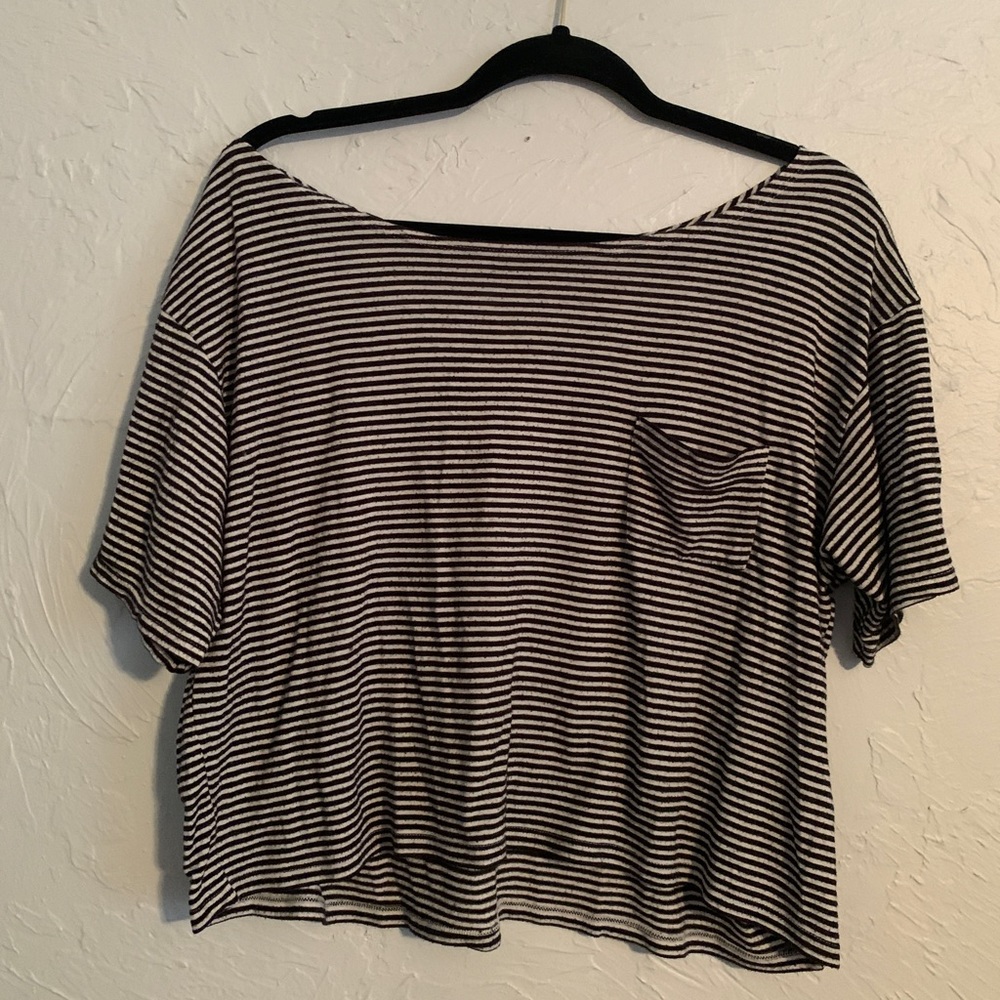 Off the shoulder striped shirt